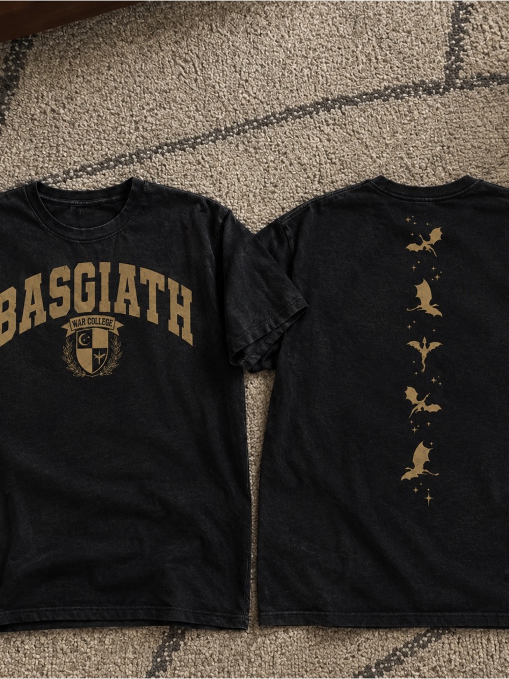 Basgiath War College shirt, Fantasy Dragon Graphic tee - Black Unisex